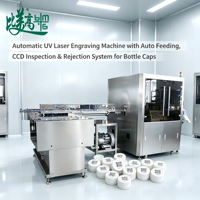 Machine de gravure laser UV pour bouchons de bouteilles avec alimentation automatique, inspection CCD, lecture de codes et système de rejet automatique intégré