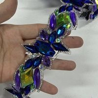 Décorations thermocollantes en strass pour costumes de carnaval et loisirs créatifs, bleu métallisé AB et cristaux de résine bleu zircon