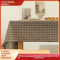 Nappe en Gingham Lavable Style Coréen, Couleurs Bleu Rose Café, Plusieurs Tailles Disponibles pour Décoration Intérieure et Fêtes