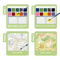 Livre de peinture à l'aquarelle sur le thème de la licorne et du lapin, ensemble artistique pour enfants avec 40 feuilles, 10 couleurs et pinceau, activité éducative