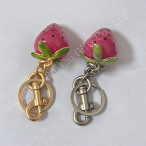 Luxury Creative Fruit Series Pendant Cute Fashion Strawberry Metal Keychain Suitable for Women's <b>Bag</b> Pendant Strawberry Keychain - Product Image 4