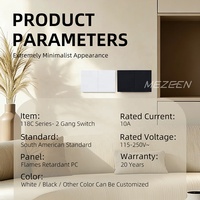 Saklar Lampu 118C 2 Gang 1 Arah, Saklar Lampu Rocker Besar Tanpa Bingkai 1 Arah, Standar AS Ultra-Tipis, Bahan PC Tahan Api