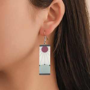 Venta al por mayor elegante acrílico gota pendientes Kamado Tanjirou Demon Slayer pendientes para Mujeres Hombres Cosplay joyería accesorios regalo - Product Image 3