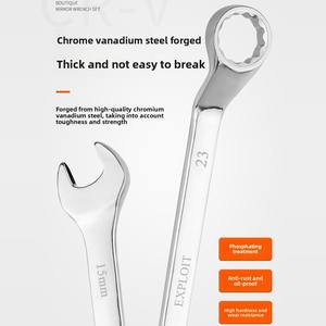 Système métrique <span class=keywords><strong>à</strong></span> <span class=keywords><strong>cliquet</strong></span> multiple en acier au carbone <span class=keywords><strong>à</strong></span> double finition chromée <span class=keywords><strong>à</strong></span> extrémité ouverte - Product Image 2