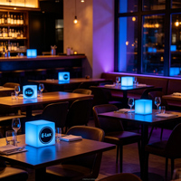 Cubo LED Luminoso Personalizzato, Lampada da Tavolo Ricaricabile con Logo Personalizzabile, Dimmerabile, per Eventi, Matrimoni, Bar
