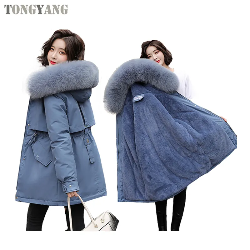 TONGYANG-Parka imperméable pour femme, Long manteau d'hiver à capuche, Slim, doublure en coton, avec capuche, nouveauté