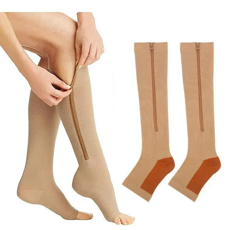 20-30 mmHg lunghezza al ginocchio con cerniera e punta aperta per il trattamento delle vene Varicose e delle calze a compressione per Edema