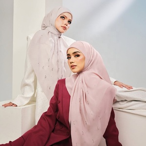 Chal de <span class=keywords><strong>Sarima</strong></span> de gasa de algodón cuadrado sólido para mujer con tradiciones islámicas personalizadas, hiyab Floral, bufandas y chales étnicos musulmanes - Product Image 1