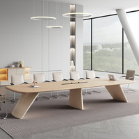 Table de conférence moderne haut de gamme en bambou, design épuré, grande table de réunion, combinaison bureau-chaise pour hôtel