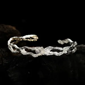 Braccialetto di agata bianca di Design originale da donna di lusso leggero S925 in argento Sterling trama cava bracciale di moda per ragazze