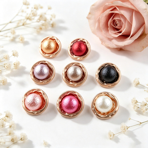 Vintage Wavy Frame Pearl Embellished Metal <b>Buttons</b> Assorted Colors Shank Fastener <b>Buttons</b> For Dress Blazer Clothing Accessories - Product Image 5