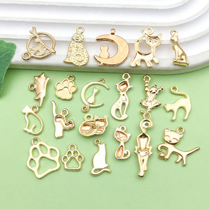 จี้แมวการ์ตูนน่ารัก รูปทรงผสมผสานสีทอง อุปกรณ์ตกแต่งเครื่องประดับ DIY สำหรับงานสร้างสรรค์ - Product Image 4