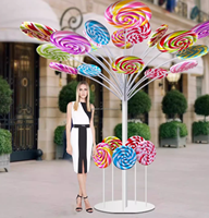 Sucette en plastique de bonne qualité faite à la main, 55 cm, colorée, belle, décoration de bonbons, ornement pour la décoration de fête d'événement avec bâton de 120 cm
