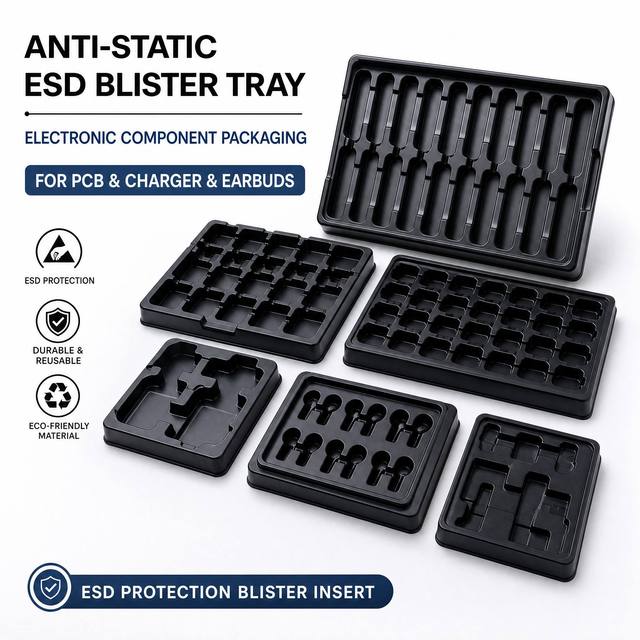 Anti-static ESD Blister Tray for Electronic Components PCB Charger Earbuds Electronic Small Component Blister Insert