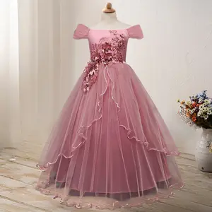 Son tasarım kızlar parti elbise çocuk rop modeli çiçek kız prenses elbiseler
