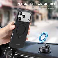 Étui de téléphone antichoc avec anneau magnétique rotatif à texture triangulaire en PU pour les séries Apple 18/17/16/15/14