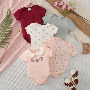 Paquete de 5 Bodys de Manga Corta para Bebé, Algodón Transpirable, Conjunto de Mamelucos con Estampado Lindo para Recién Nacidos de 0 <span class=keywords><strong>a</strong></span> 12 <span class=keywords><strong>Meses</strong></span> - Product Image 6