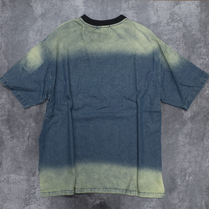Camiseta de Mezclilla Vintage Lavada para Hombre, Manga Corta, Corte Holgado, Cuello Redondo, Estampada, Estilo Urbano, con Logotipo Personalizado - Product Image 4