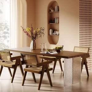 <b>Solid</b> <b>Wood</b> Acrylic Floating Dining <b>Table</b> Rectangle Multipurpose Dining Room Long <b>Table</b> - Product Image 4