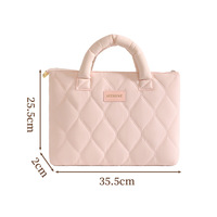 Bolso acolchado para computadora portátil de 13 pulgadas, bolso de mano para computadora a prueba de golpes de fibra de poliéster para mujer, maletín acolchado para computadora portátil con diamantes rosas