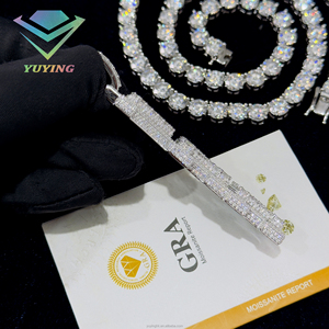 จี้เพชรฮิปฮอป เงินแท้ 925 ชุบทอง 18K ทรงบริลเลียนต์ คัต VVS มอยส์ซาไนต์ รับรองโดย GRA จี้แบบสั่งทำพิเศษ - Product Image 6