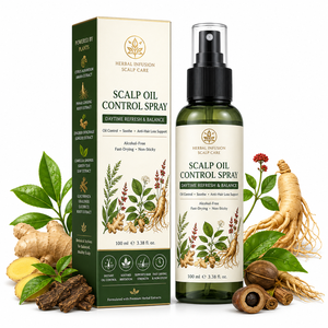 Custom Private Label Leave in Scalp Treatment Oil Control Herbal Scalp <strong>Spray</strong> with Anti-Dandruff and Dry &amp; Itchy Refresh Mist - Product Image 1