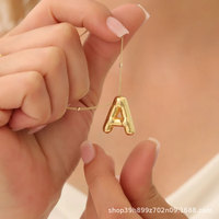 Pendentif lettre bulle gonflée brillante, style européen et américain, tendance, plaqué or 18 carats, best-seller transfrontalier