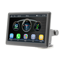 Lecteur MP5 LCD IPS 7 pouces portable sans fil avec Carplay et Android Auto, support tableau de bord et rétroviseur, avec WiFi et GPS intégrés