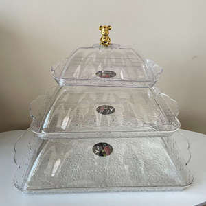 Supermercato frutta pane degustazione Buffet Home Display piatto con coperchio trasparente per la conservazione <span class=keywords><strong>di</strong></span> freschezza vassoio per la festa - Product Image 2