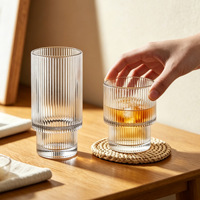 Luminarc 2026 NOUVEAU Verres à eau et à jus en verre à rayures droites style classique empilables, tasses à café pour hôtels et restaurants