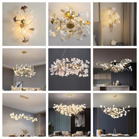 Lustre en céramique à modeler feuille de ginkgo moderne style luxe salon restaurant hôtel villa escalier