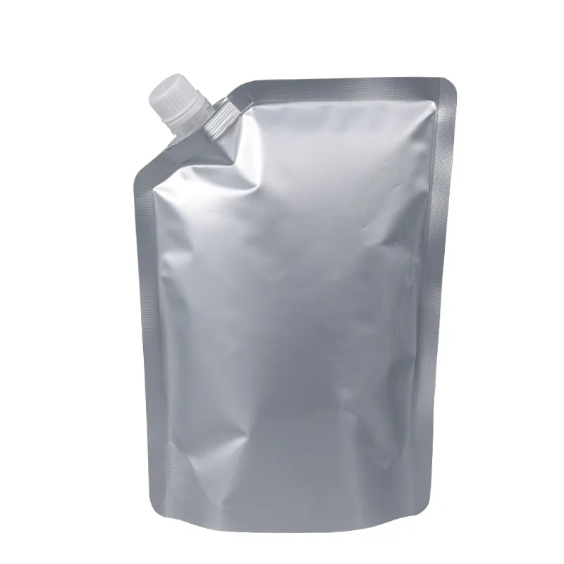 Yüksek kaliteli 1.5L plastik alüminyum folyo dik torba gıda sınıfı emzik memesi ile sıvı ambalaj için özelleştirilmiş
