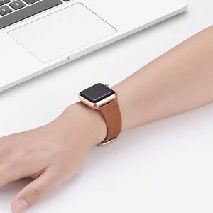 Correa de cuero genuino de grano superior de un solo recorrido de lujo para mujer, correas de reloj transpirables para relojes inteligentes - Product Image 6