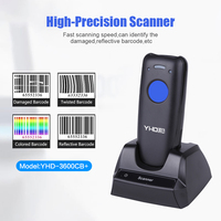 YHD-3600CB+ Mini Lector de Códigos de Barras Inalámbrico Bluetooth 1D CCD, Escáner de Códigos de Barras de Bolsillo con Base de Carga