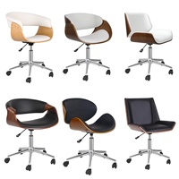 Chaise de bureau ergonomique de style contemporain pour la maison et le bureau, confortable, pivotante, en cuir PU, en tissu, en bois, avec fonction de levage