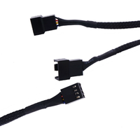 Pemisah kabel kipas Pwm 4Pin, konektor kabel ekstensi lengan hitam 27cm 4 Pin Pwm 2 in 1
