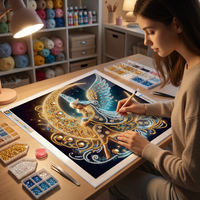 Kit de peinture diamant 5D pour adultes, ange assis sur la lune, dessin animé, 25x25cm, toile DIY, décoration murale pour la maison, cadeau