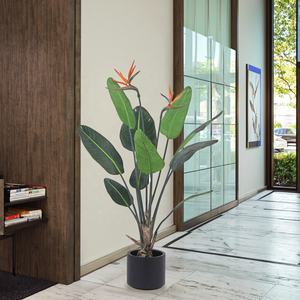 في الأماكن المغلقة في الهواء الطلق طيور بلاستيكية محفوظ بوعاء نباتات الجنة من شجر الموز والنخيل للمسافرين - Product Image 1