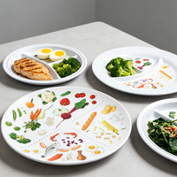 Assiette de portion saine en mélamine personnalisée de 21,5 cm pour diabétiques, avec impression de légumes et d'aliments