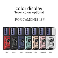 Coque arrière de protection de fenêtre poussoir d'objectif de caméra pour Tecno Spark 8C porte-anneau en métal étui de téléphone portable pour Infinix Hot 20 30