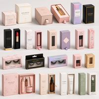 Boîtes d'emballage cadeau cosmétiques personnalisées en papier kraft biodégradable pliables avec gaufrage et pelliculage mat/brillant pour gloss et rouge à lèvres