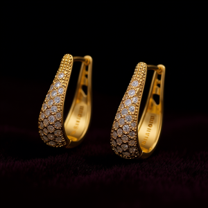 Boucles d'oreilles Michael Water Drop Hoop en or massif 18 carats avec micro-incrustation de diamants, bijoux fins de luxe pour femmes - Product Image 2