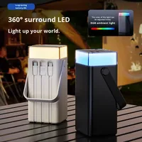 Banque d'alimentation portable pour le camping, lumière colorée, 60000mAh, PD22.5W, charge rapide, câble intégré, pour smartphones