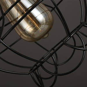 Lampada a sospensione a gabbia in ferro industriale nero Vintage a 5 forme diverse per ristorante - Product Image 6