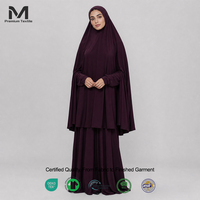 Ensemble jupe et khimar rouge bordeaux pour femmes musulmanes, longueur ras du sol, en modal de qualité supérieure, style maxi, idéal pour les célébrations, style superposé