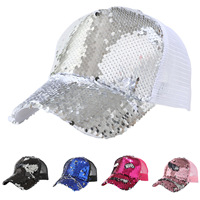 Casquette de baseball respirante en maille à sequins, ornée de perles scintillantes, protection solaire, ventilée, pour l'extérieur, décontractée, vente en gros