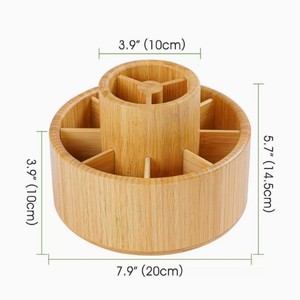 Organizador de escritorio giratorio de bambú, caja de almacenamiento redonda multiusos para suministros de oficina, lápices, marcadores - Product Image 2