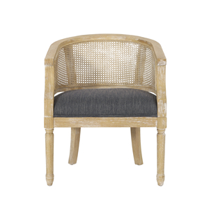 Fauteuil d'appoint moderne en rotin capitonné beige au design doux pour salon - Product Image 3