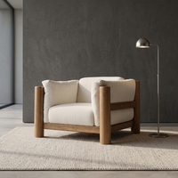 Fauteuil simple en bois massif de style nordique Wabi Sabi, grand fauteuil de salon, fauteuil d'hôtel, fauteuil japonais pour la maison