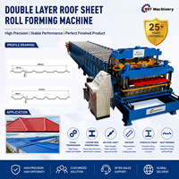 Ligne de formage de tôles de toiture trapézoïdales en acier coloré à double couche vitrifiée haute efficacité, machine automatique 2-en-1 à moteur rapide